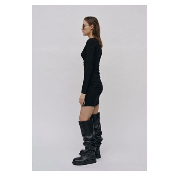 New Birgitte Herskind Anna Black Body Con Ruched Dress XS - Picture 3 of 5